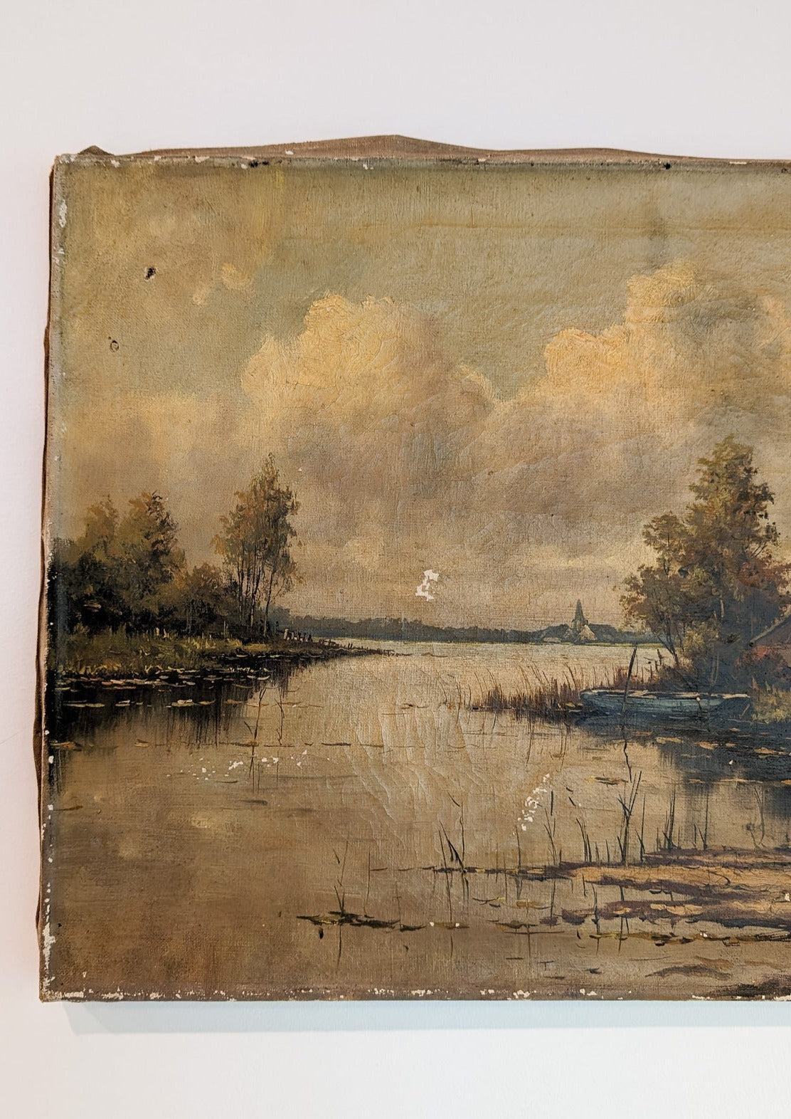 Signed Antique Aged Landscape Painting