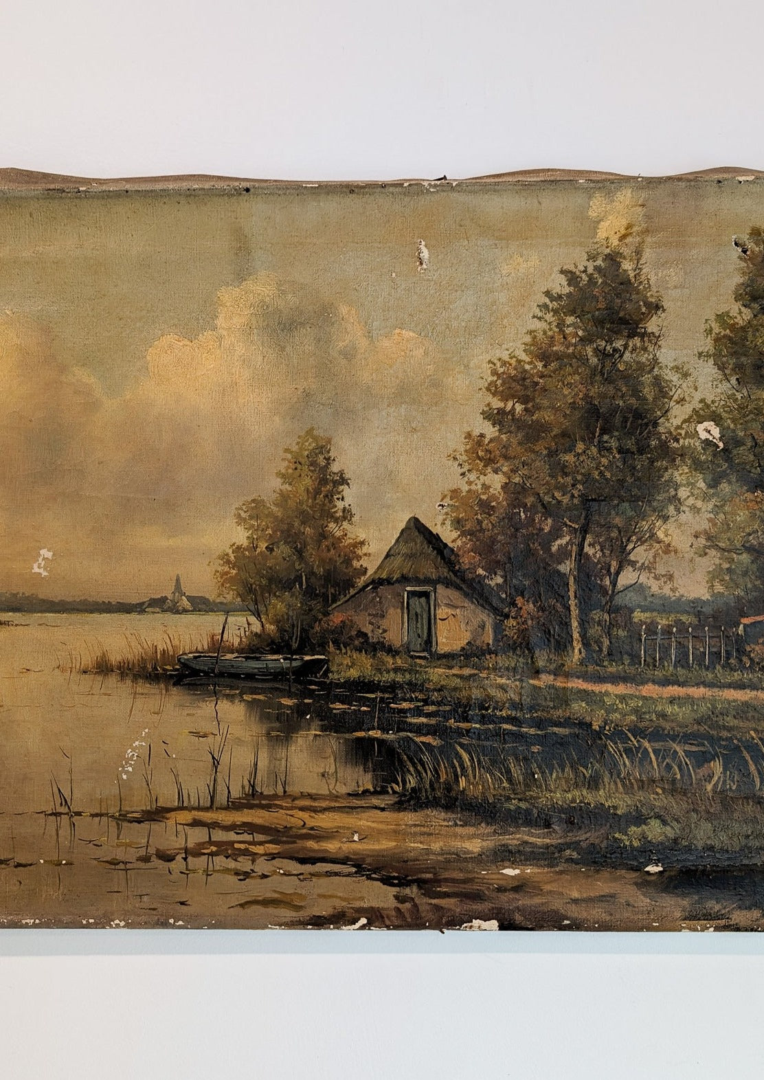 Signed Antique Aged Landscape Painting