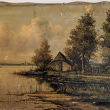 Signed Antique Aged Landscape Painting