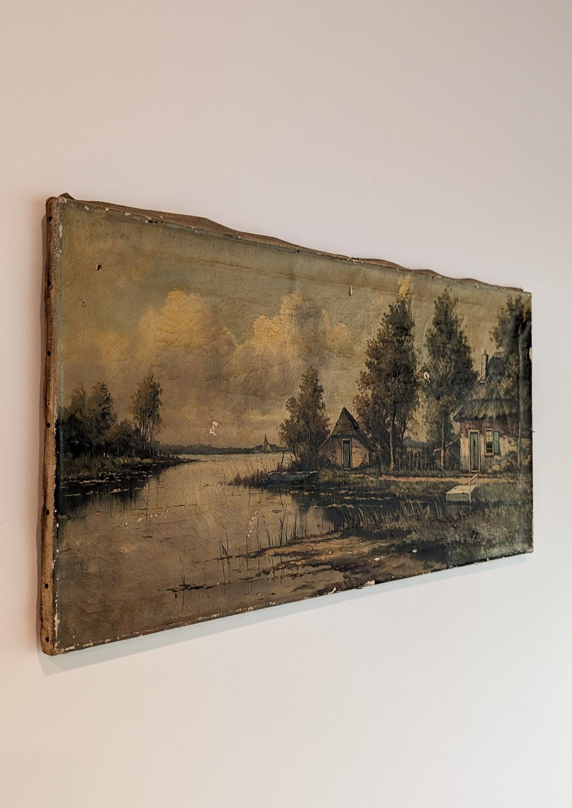 Signed Antique Aged Landscape Painting