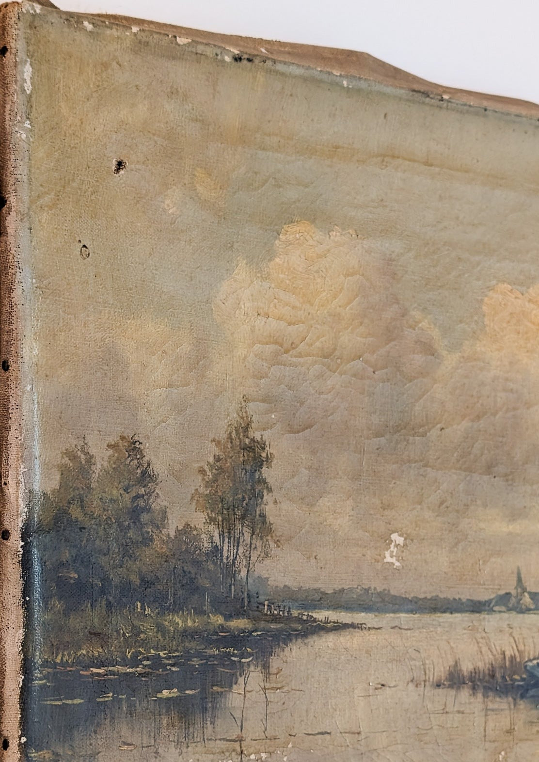 Signed Antique Aged Landscape Painting