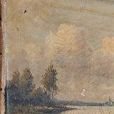 Signed Antique Aged Landscape Painting