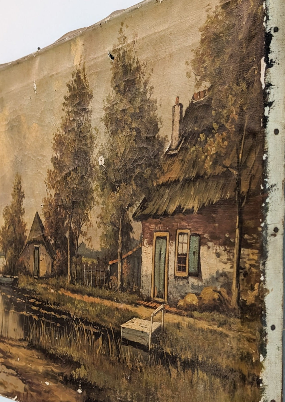 Signed Antique Aged Landscape Painting