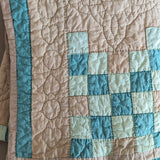 1930s Vintage Double Irish Chain Quilt with Peach and Teals 78" x 60"