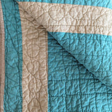 1930s Vintage Double Irish Chain Quilt with Peach and Teals 78" x 60"