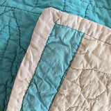 1930s Vintage Double Irish Chain Quilt with Peach and Teals 78" x 60"