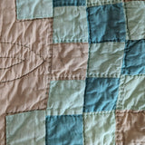 1930s Vintage Double Irish Chain Quilt with Peach and Teals 78" x 60"