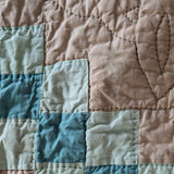 1930s Vintage Double Irish Chain Quilt with Peach and Teals 78" x 60"