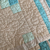 1930s Vintage Double Irish Chain Quilt with Peach and Teals 78" x 60"