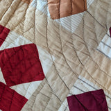 1890s/1900s Antique Quilt with Red, Orange, Tan and Cream with Blue Ticking Back 79" x 68"