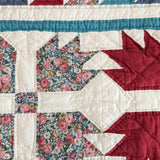 Vintage Patchwork Quilt with Floral Detailing 82" x 64"