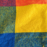 Rainbow Checkered Fringe Wool Blanket 54" x 49"