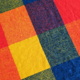 Rainbow Checkered Fringe Wool Blanket 54" x 49"