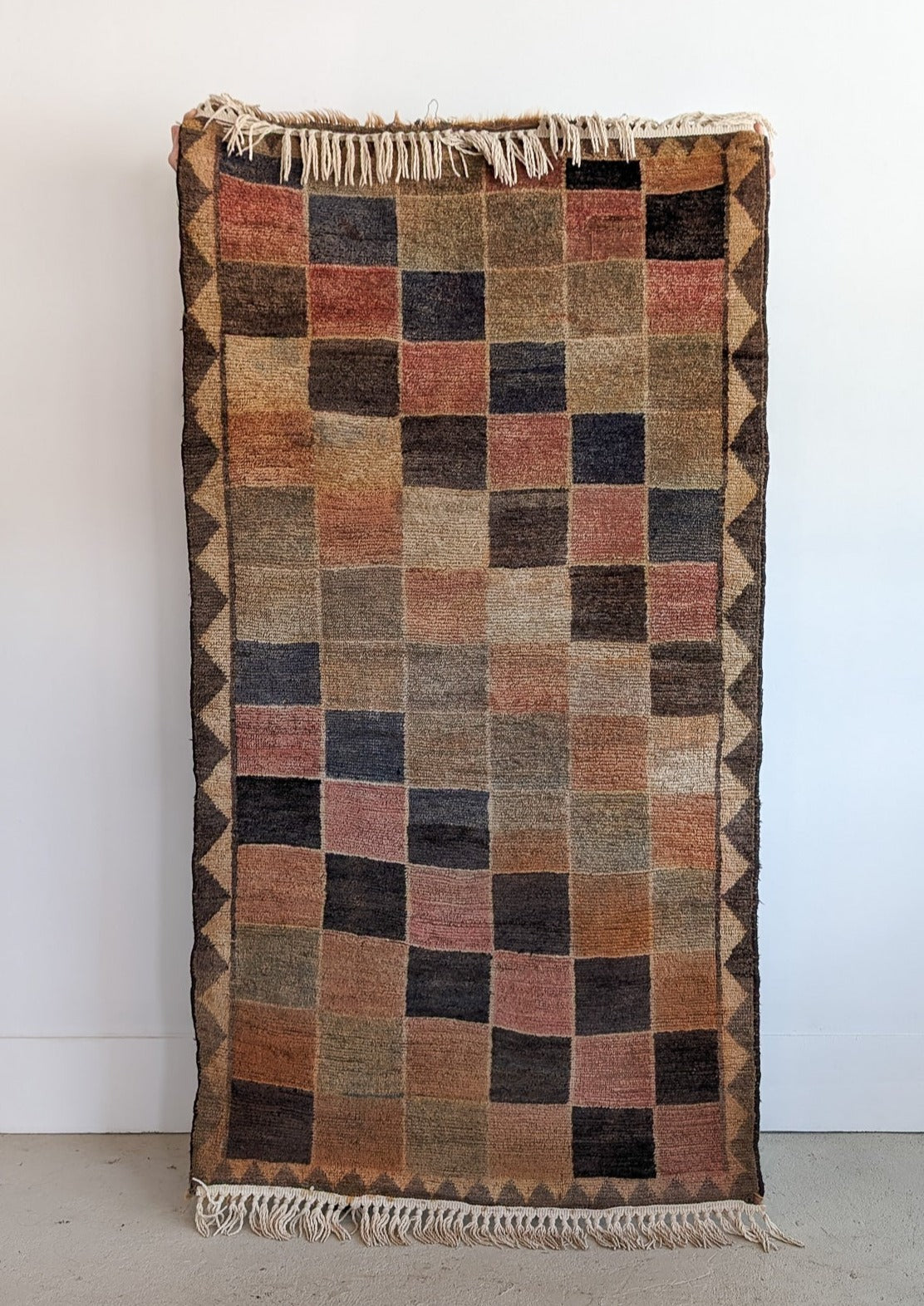 Vintage Gabbeh Checkered Rug 6'9" x 3'5"