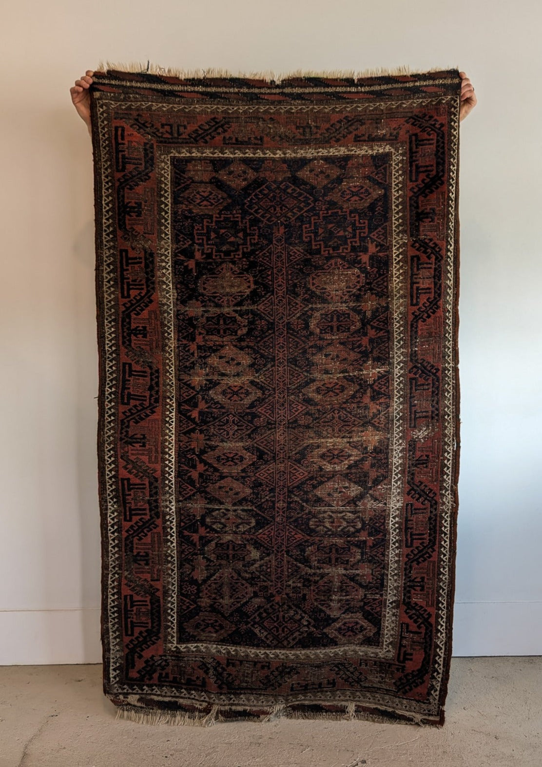 Antique Late 19th Century Persian Baluch Rug 6'8" x 3'8"