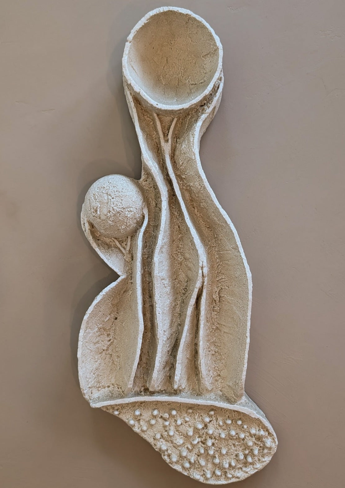 Unique Heavy Biomorphic Plaster and Sand Hanging Wall Sculpture