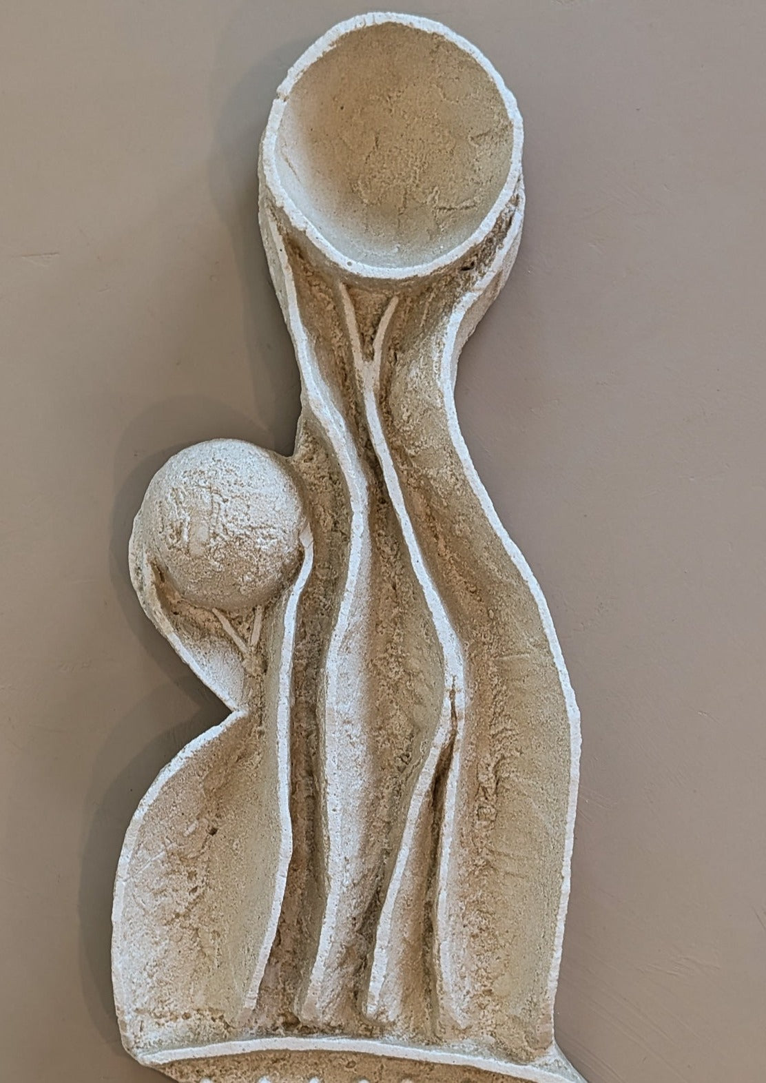 Unique Heavy Biomorphic Plaster and Sand Hanging Wall Sculpture