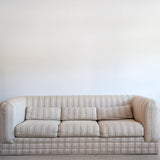 Postmodern Vintage Three-Seater Sofa with Original Custom Cream Raw Silk Upholstery