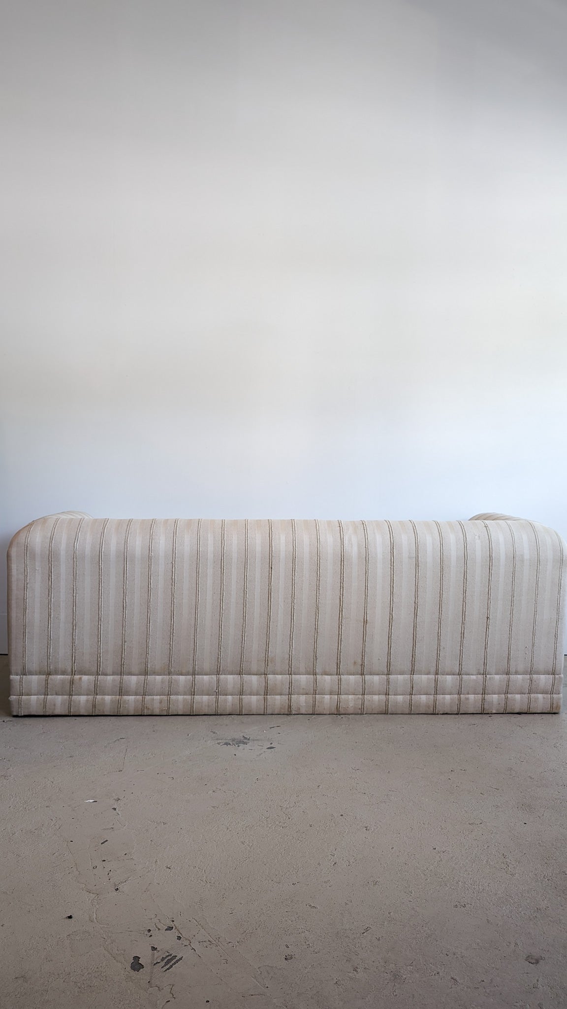 Postmodern Vintage Three-Seater Sofa with Original Custom Cream Raw Silk Upholstery