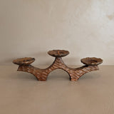 Vintage German Hand-carved Wooden Brutalist Candelabra