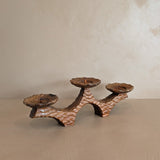 Vintage German Hand-carved Wooden Brutalist Candelabra