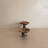 Vintage German Hand-carved Wooden Brutalist Candelabra