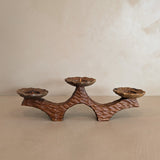 Vintage German Hand-carved Wooden Brutalist Candelabra