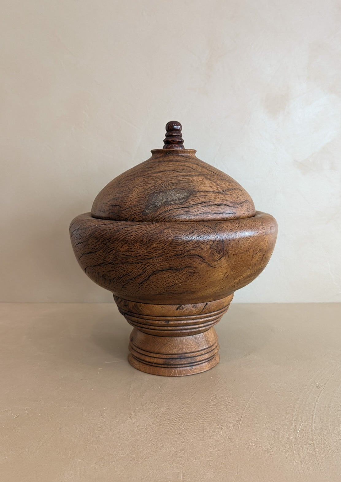 Monumental Hand-turned Wooden Lidded Jar