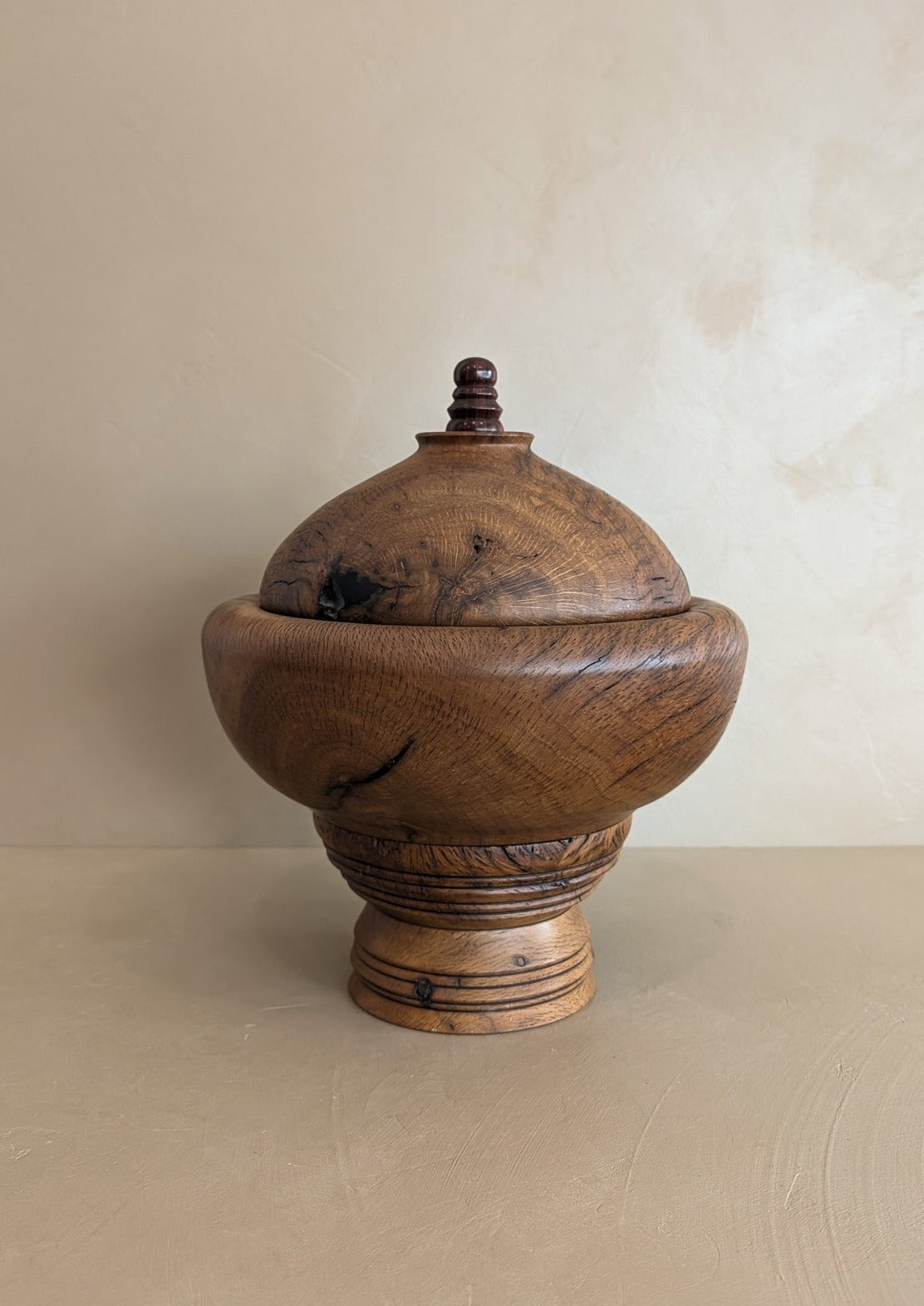 Monumental Hand-turned Wooden Lidded Jar