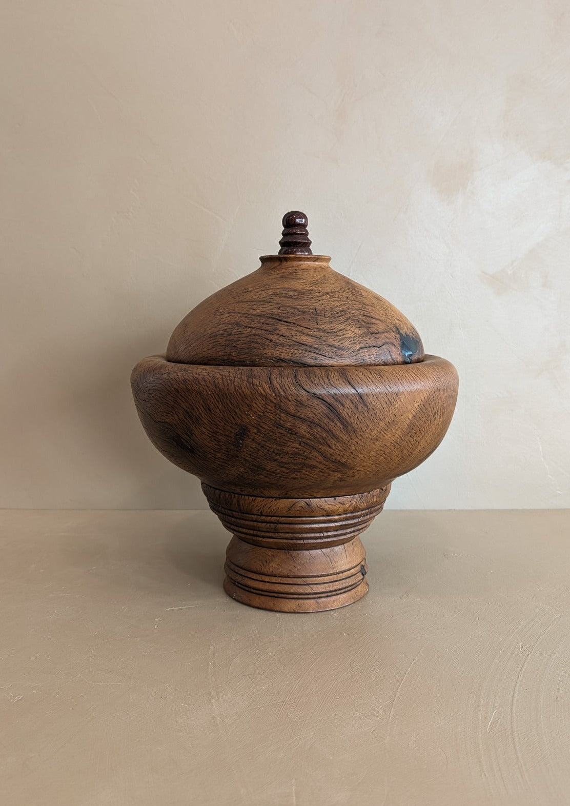 Monumental Hand-turned Wooden Lidded Jar