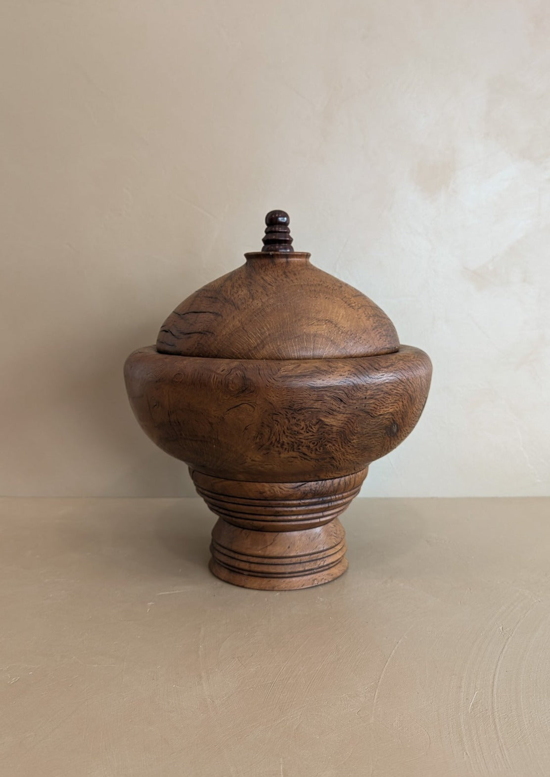 Monumental Hand-turned Wooden Lidded Jar