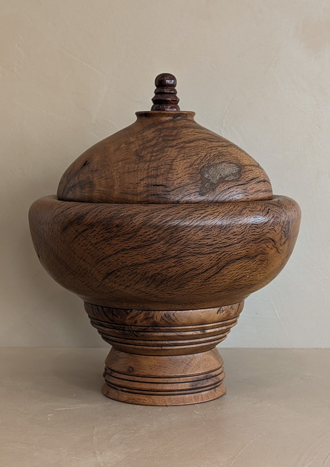 Monumental Hand-turned Wooden Lidded Jar