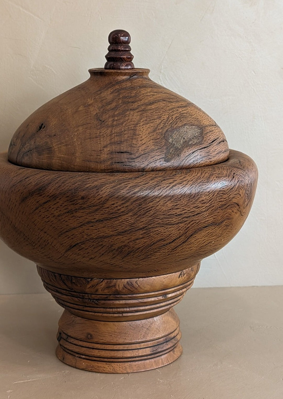 Monumental Hand-turned Wooden Lidded Jar