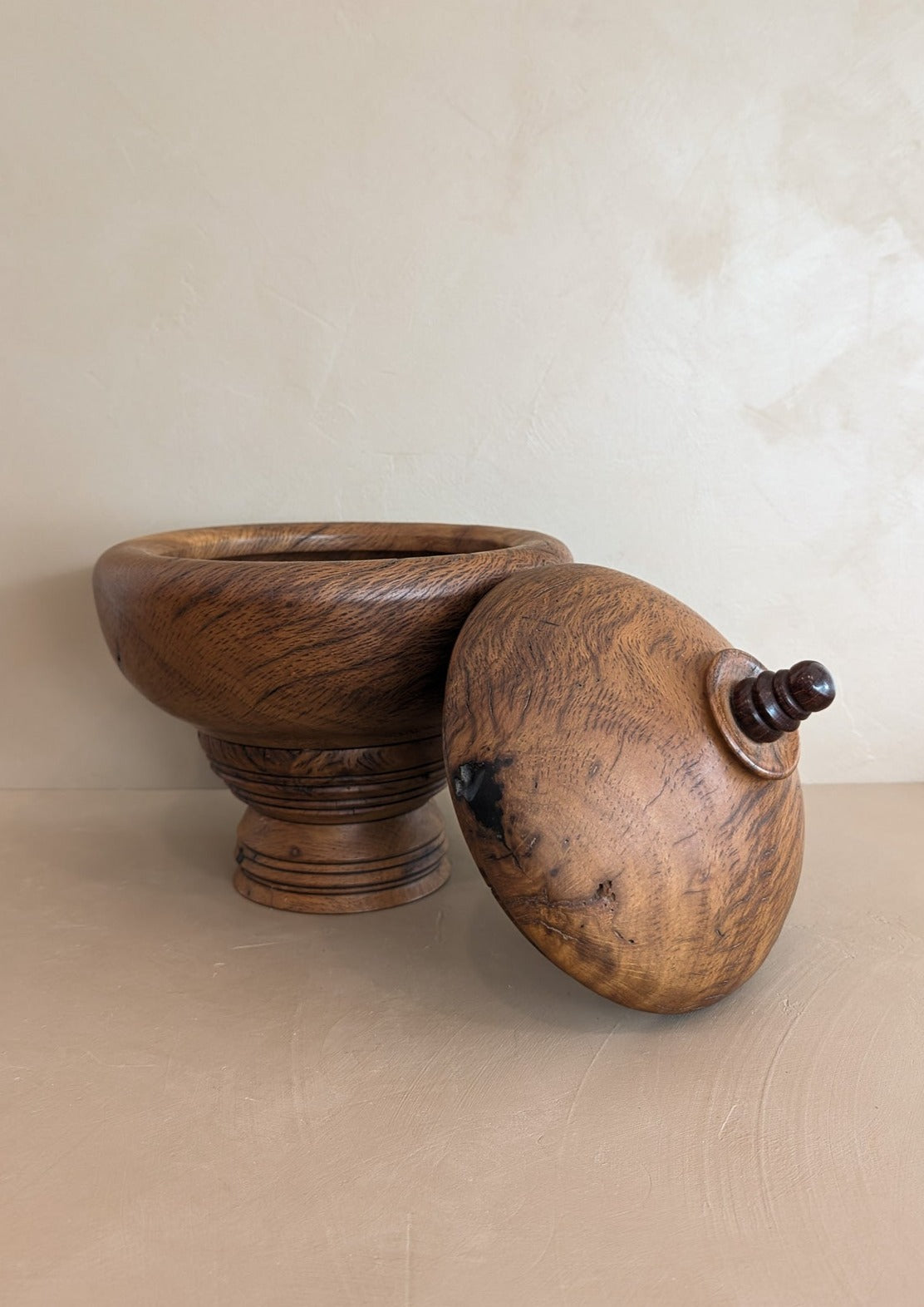 Monumental Hand-turned Wooden Lidded Jar