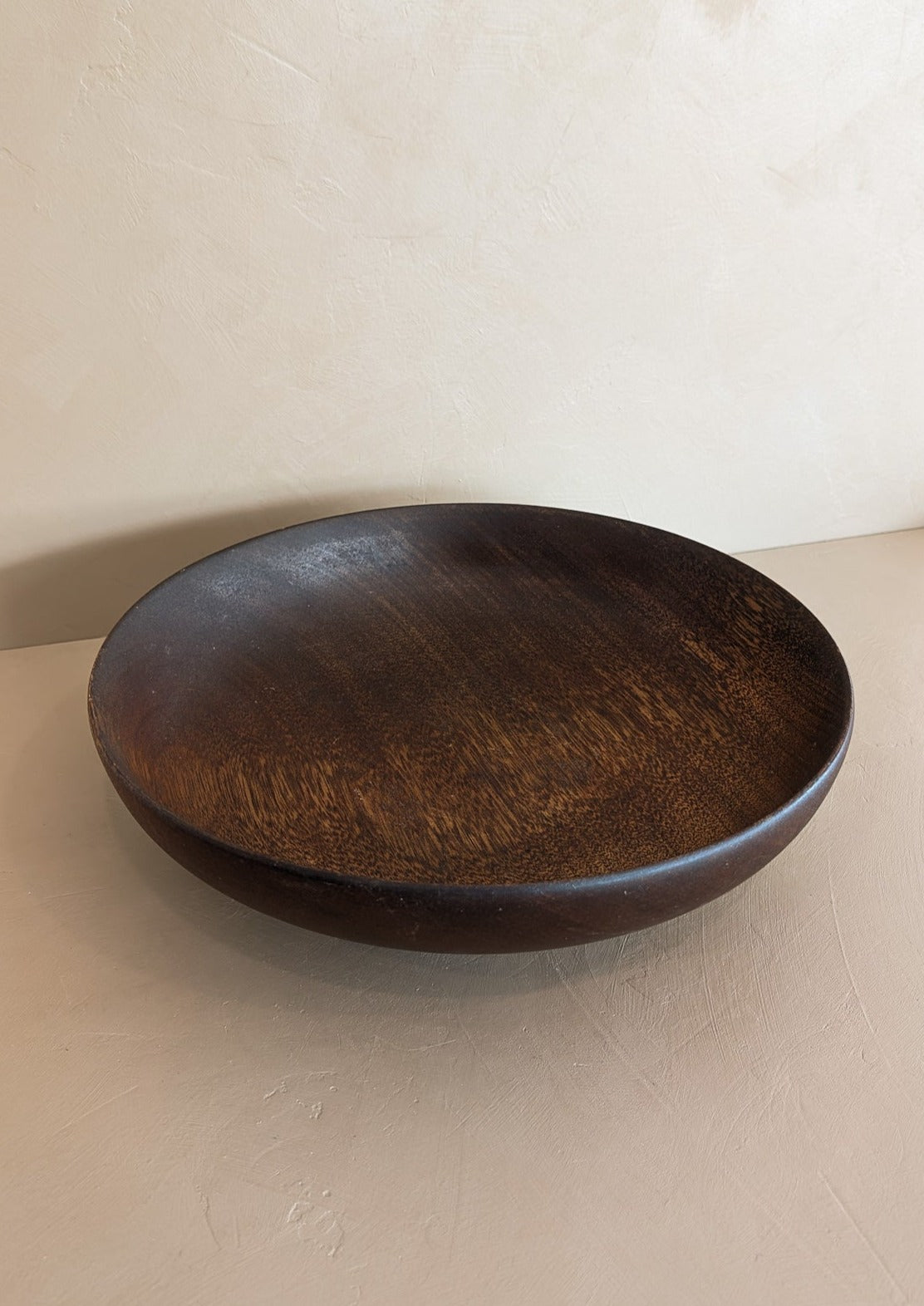 Large Vintage Hand-turned Dark Wooden Bowl