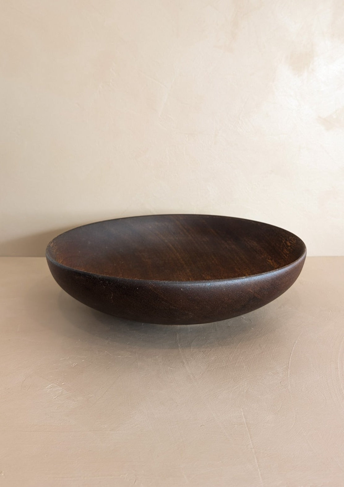 Large Vintage Hand-turned Dark Wooden Bowl