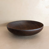 Large Vintage Hand-turned Dark Wooden Bowl