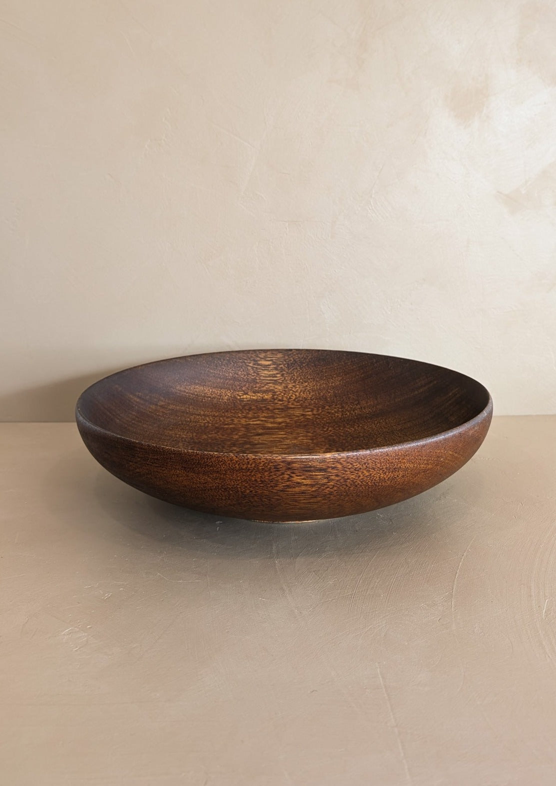 Large Vintage Hand-turned Dark Wooden Bowl