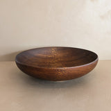 Large Vintage Hand-turned Dark Wooden Bowl