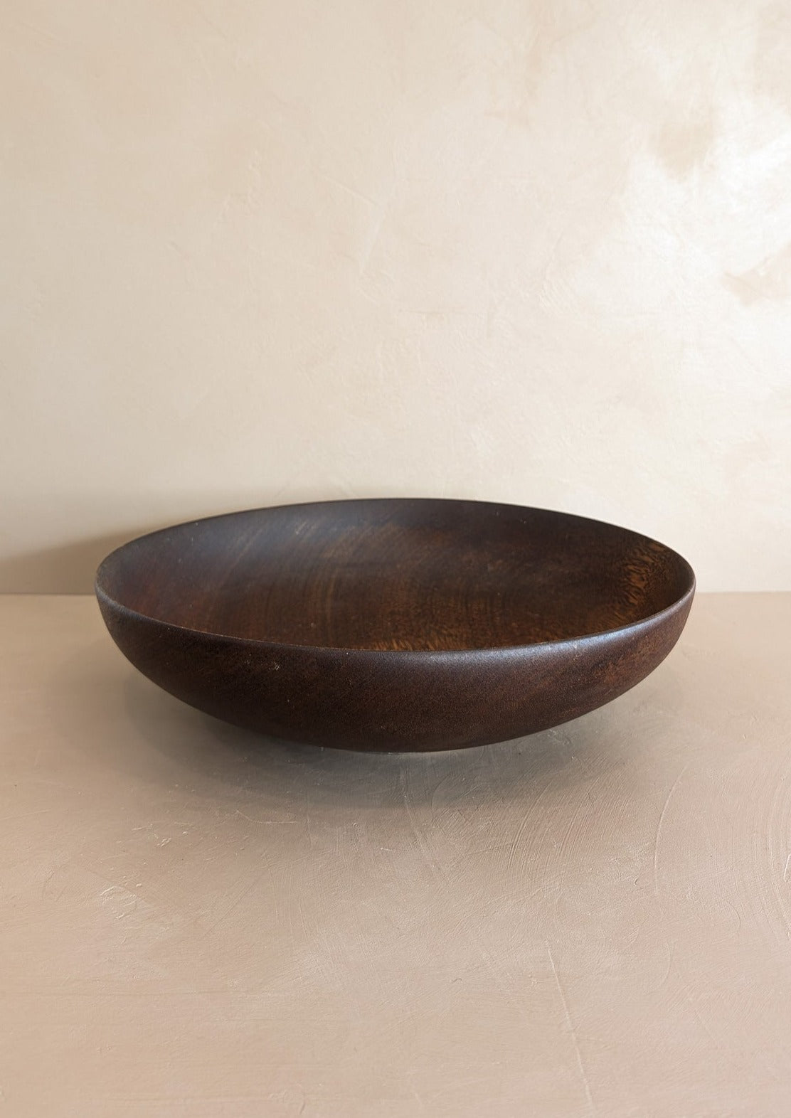 Large Vintage Hand-turned Dark Wooden Bowl