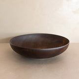 Large Vintage Hand-turned Dark Wooden Bowl