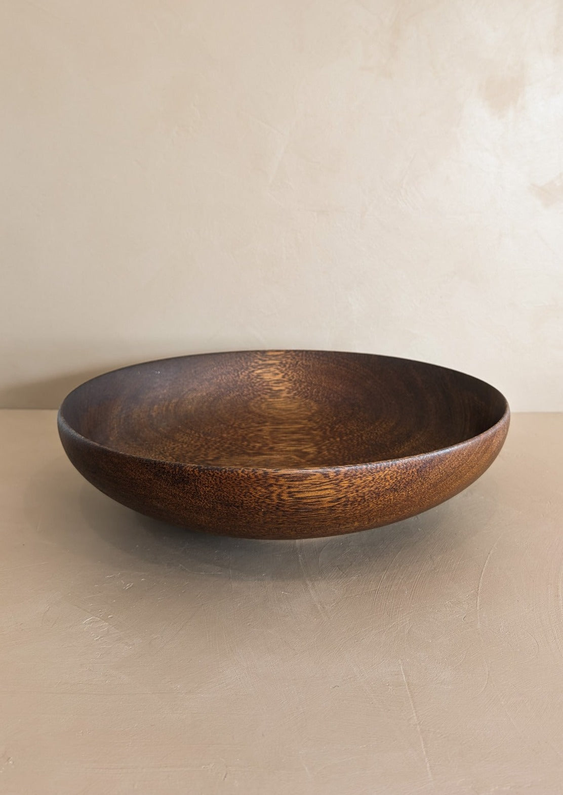 Large Vintage Hand-turned Dark Wooden Bowl