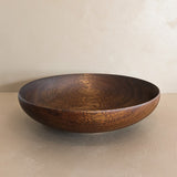 Large Vintage Hand-turned Dark Wooden Bowl