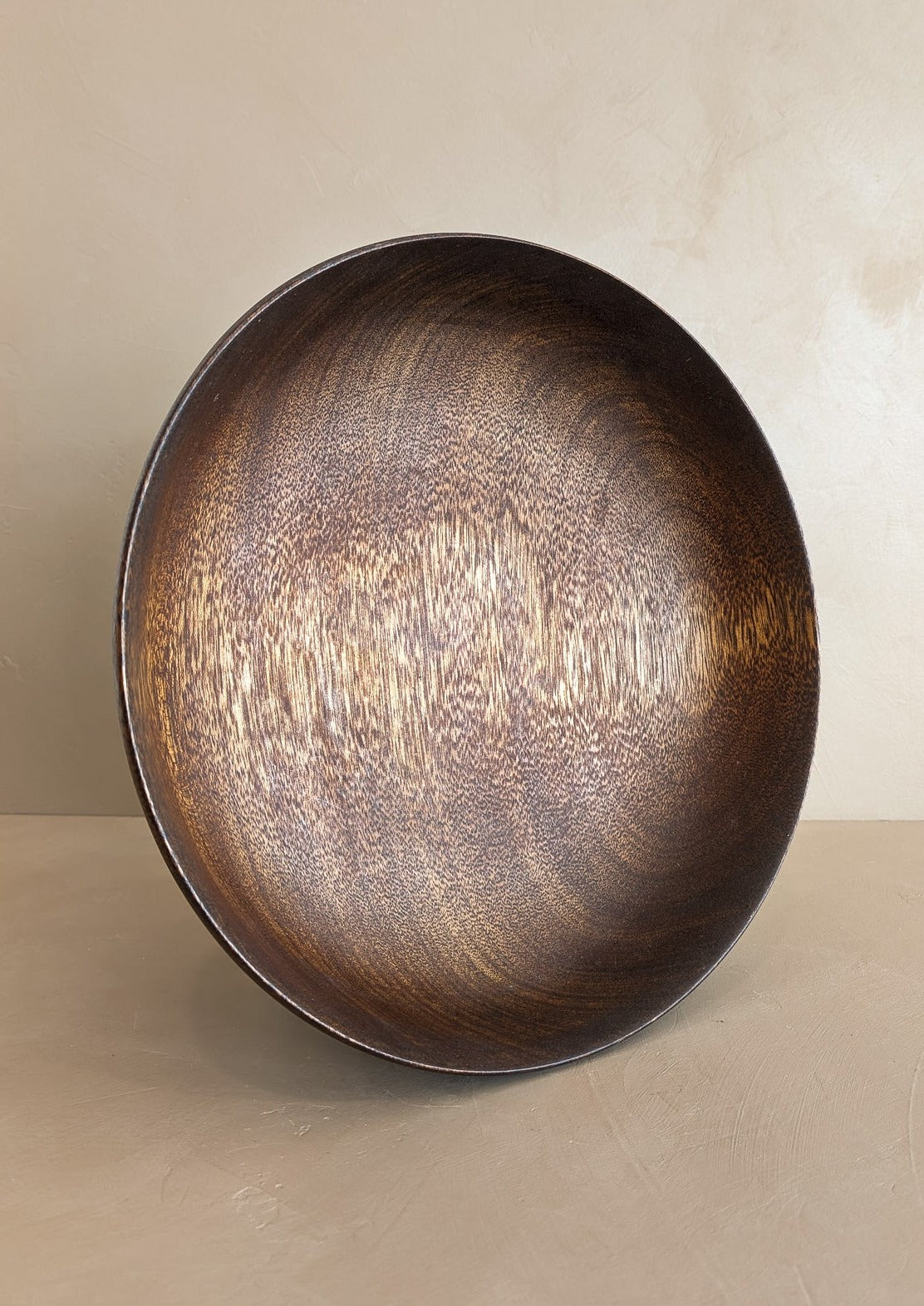 Large Vintage Hand-turned Dark Wooden Bowl