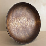 Large Vintage Hand-turned Dark Wooden Bowl