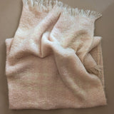 Vintage Blush and Cream Plaid Mohair Blanket