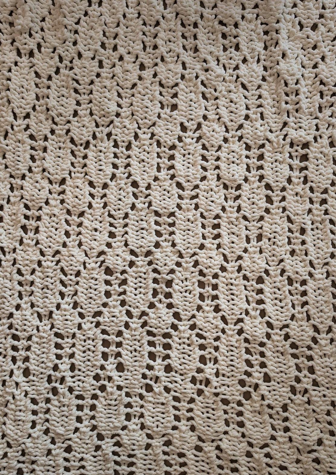 Chunky Knit Cream Chenille Blanket