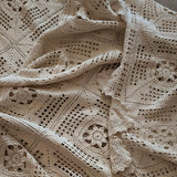 Vintage Hand-crocheted Cream Queen-Sized Coverlet