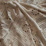 Vintage Hand-crocheted Cream Queen-Sized Coverlet