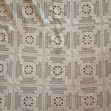 Vintage Hand-crocheted Cream Queen-Sized Coverlet